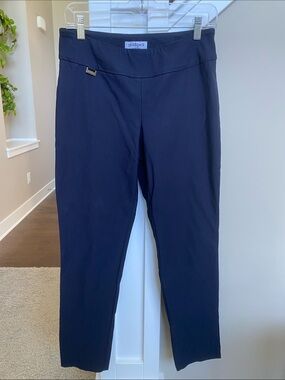 Peck & Peck Navy Stretch Pull-On Ankle Pants
